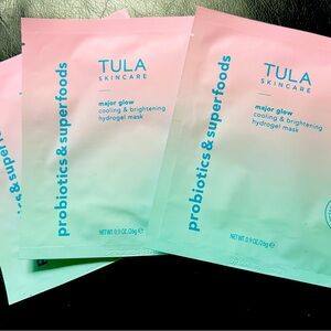 New unused trio of Tula major glow cooling & brightening hydrogel sheet masks